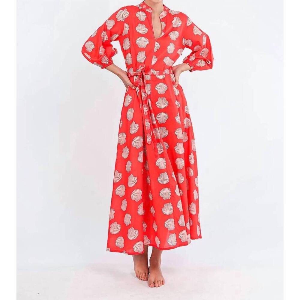 NEW NIMO WITH LOVE marigold midi dress in red shells